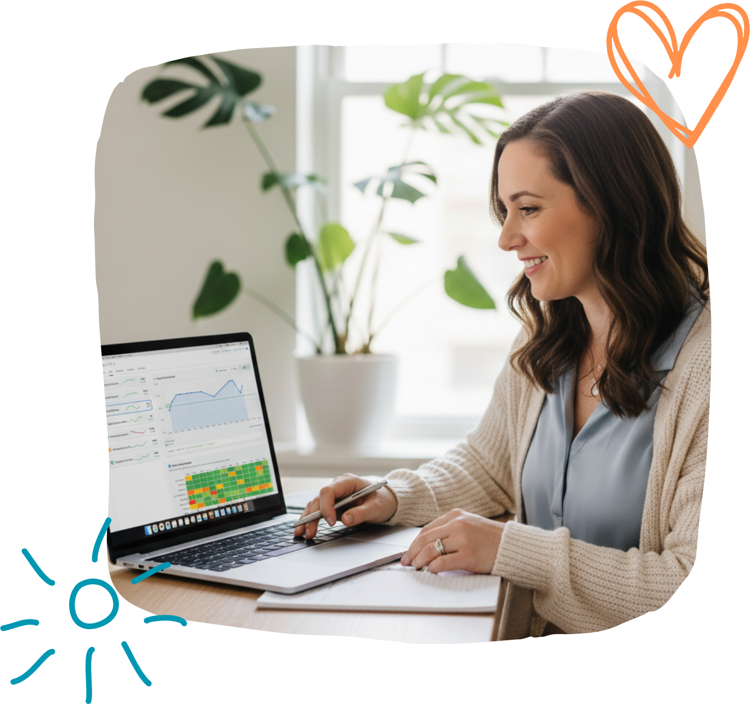 BCBA reviewing client progress data and graphs on a laptop