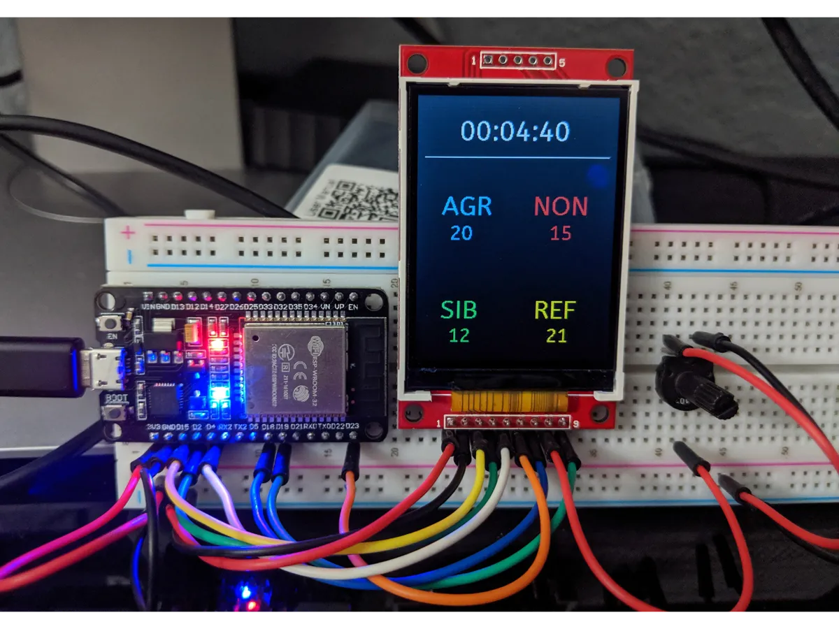Early Arduino prototype of TallyFlex with buttons and small screen