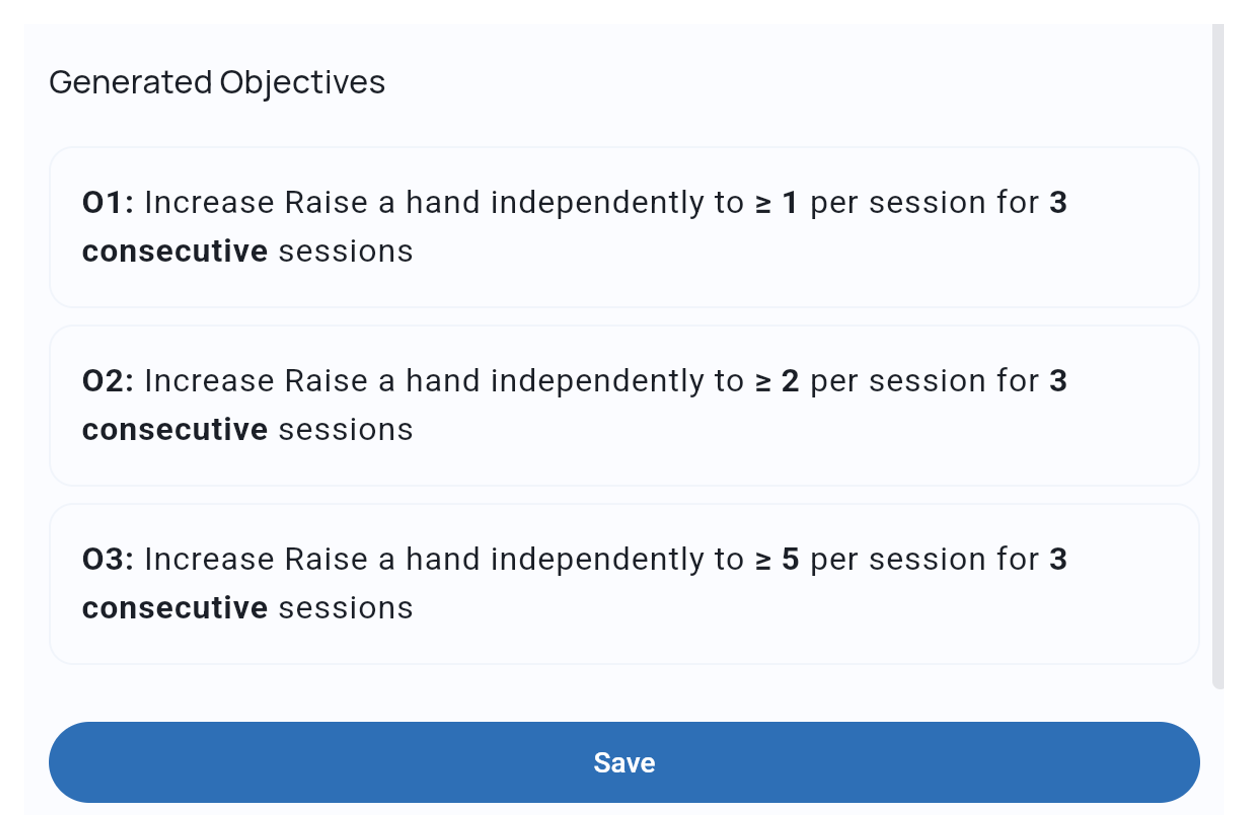 Generate Objectives with a preview of the proposed sequence